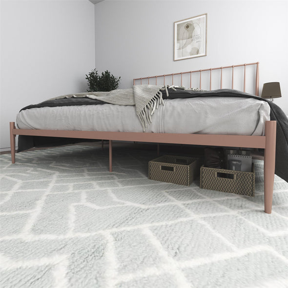 Giulia Modern Metal Platform Bed Frame - Millennial Pink - King