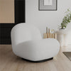 Harley Swivel Accent Chair with Boucle Fabric and Black Base - White