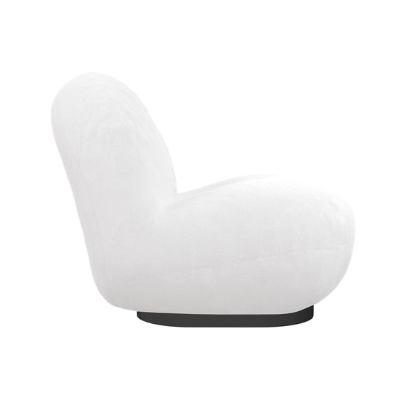 Harley Swivel Accent Chair with Boucle Fabric and Black Base - White