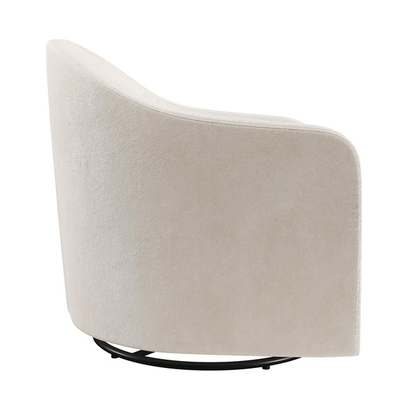DHP Gentle Swivel Curved Accent Chair, Ivory Velvet - Ivory