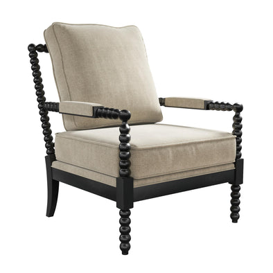 Elaina Upholstered Spindle Accent Chair - Black Oak - 1-Seater