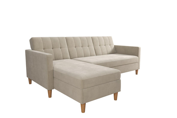 Hartford Reversible Sectional Futon Sofa with Storage - Tan