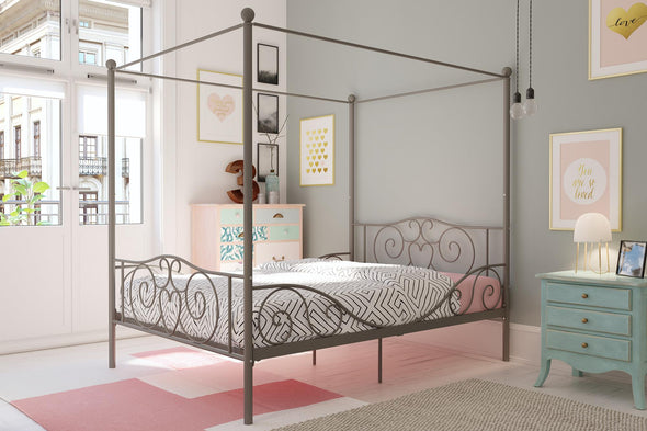 Canopy Metal Bed Frame - Pewter - Full