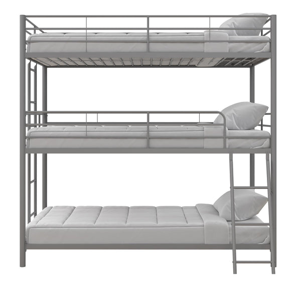 Everleigh Triple Metal Bunk Bed - Silver - Twin-Over-Twin