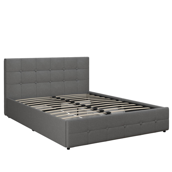 Rose Platform Bed Frame with Storage Drawers - Grey Linen - Full