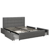 Rose Platform Bed Frame with Storage Drawers - Grey Linen - Full