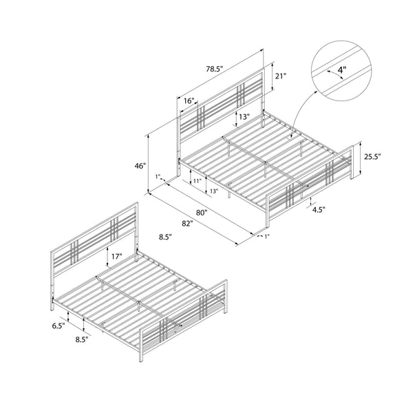 DHP Burbank Metal Bed, Black, King - Black - King