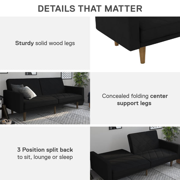 Paxson Futon Sofa Bed - Black