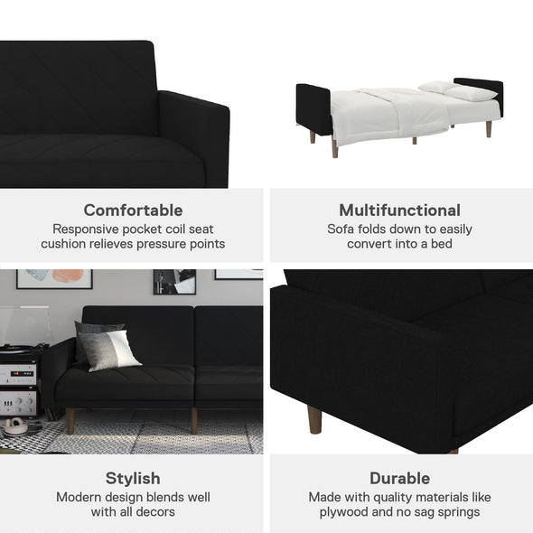 Paxson Futon Sofa Bed - Black