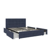 Rose Platform Bed Frame with Storage Drawers - Blue Linen - Full