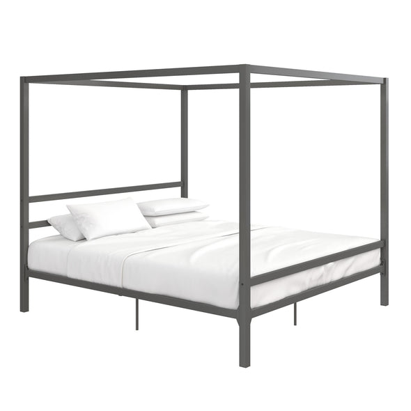 Modern Metal Canopy Bed Frame - Gray - King