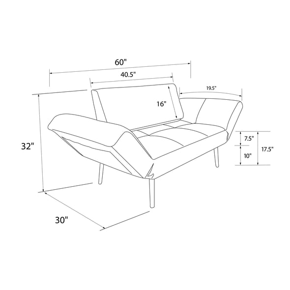 Euro Futon Sofa Bed with Magazine Storage - Grey Linen