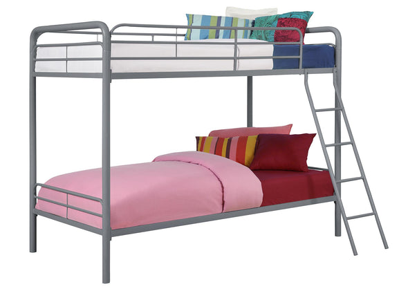 Dusty Metal Bunk Bed - Silver - Twin-Over-Twin