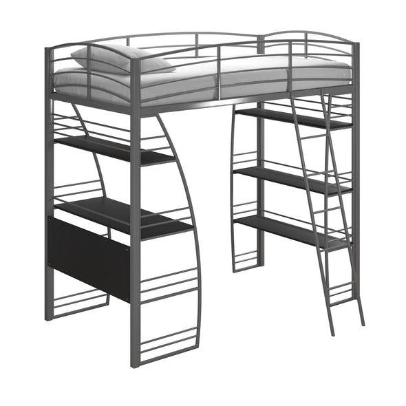 Sage Studio Metal Loft Bed with Desk - Silver - Twin