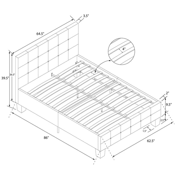 Rose Platform Bed Frame - Gray - Queen