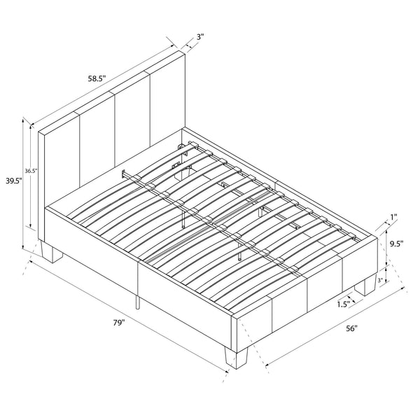 Maddie Upholstered Bed Frame - Gray - Full