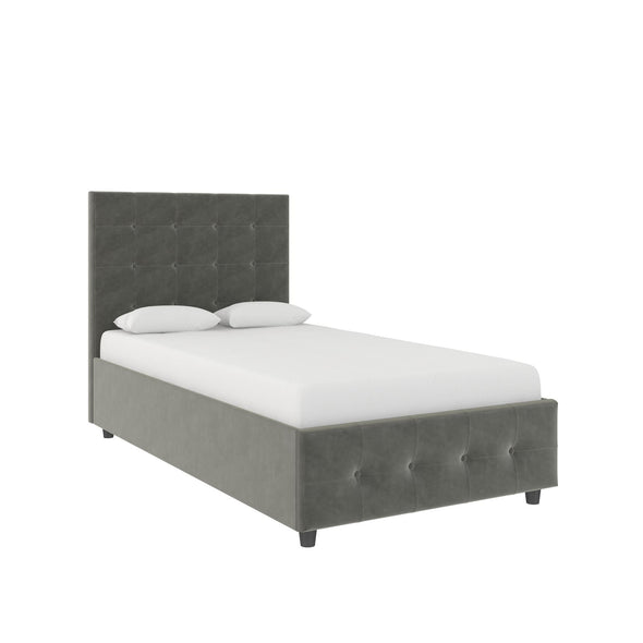 Cambridge Upholstered Bed with Gas Lift Up Storage - Gray - Twin