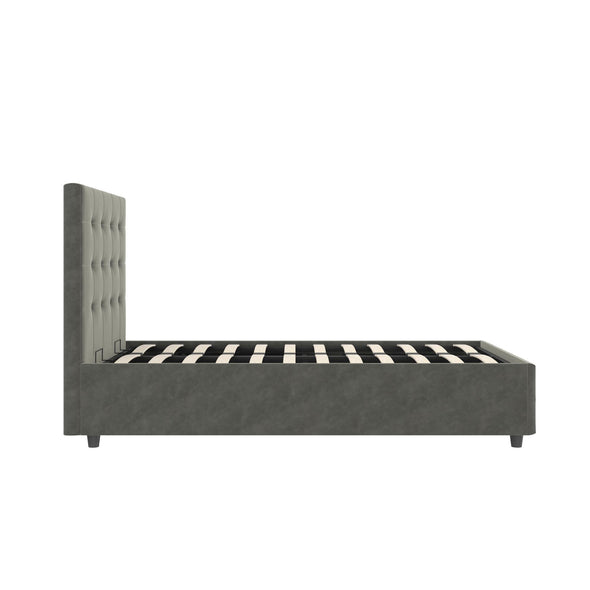 Cambridge Upholstered Bed with Gas Lift Up Storage - Gray - Twin