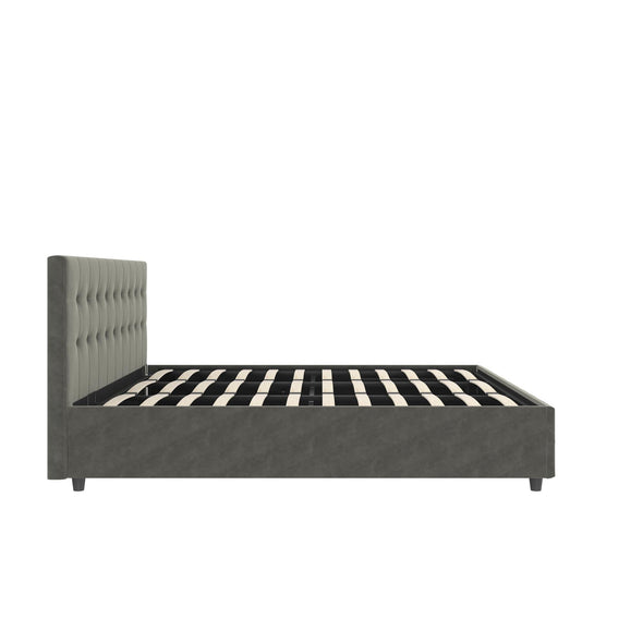 Cambridge Upholstered Bed with Gas Lift Up Storage - Gray - King