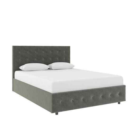 Cambridge Upholstered Bed with Gas Lift Up Storage - Gray - Queen