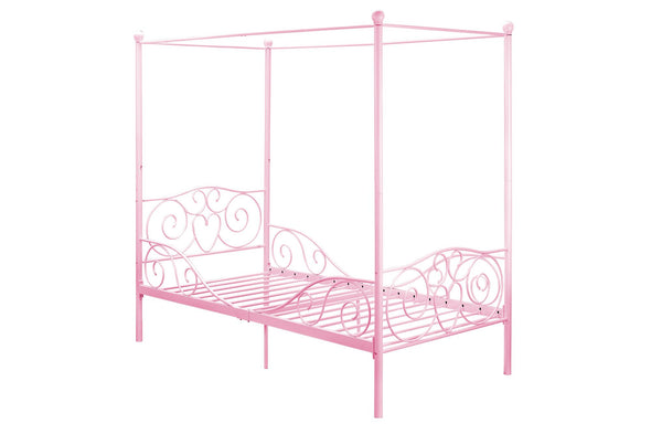 Canopy Metal Bed Frame - Pink - Twin