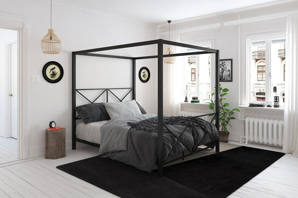Rosedale Metal Canopy Bed Frame - Black - Queen