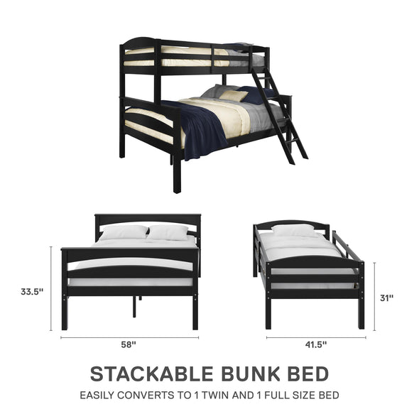 Brady Convertible Wood Bunk Bed - Black