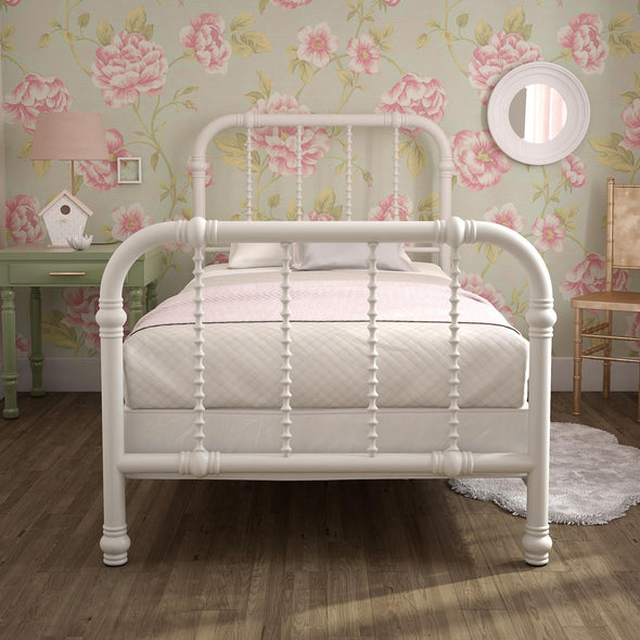 DHP Jenny Lind Metal Bed, White, Twin - White - Twin