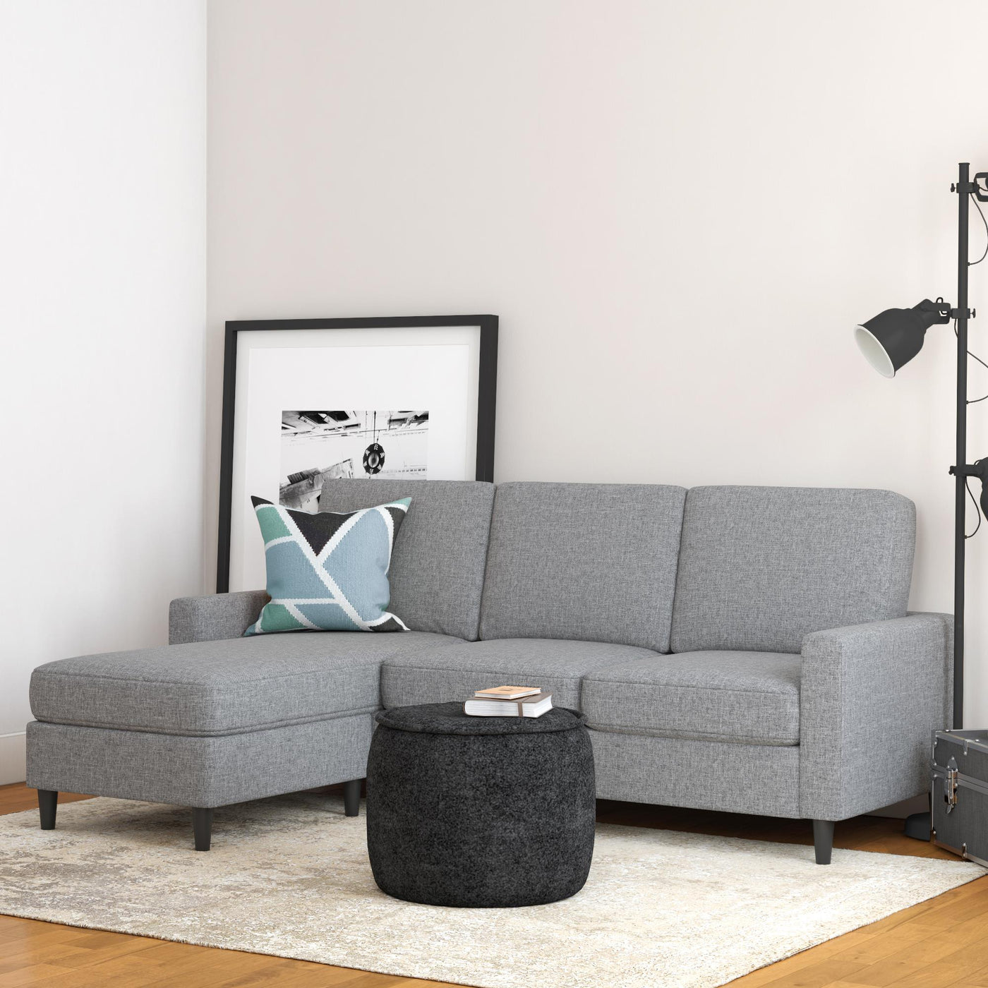 Dorel living kaci grey sectional sofa store