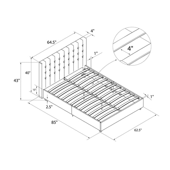 Emily Platform Bed Frame - Grey Linen - Queen