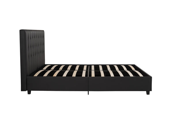 Emily Platform Bed Frame - Black Faux Leather - Full