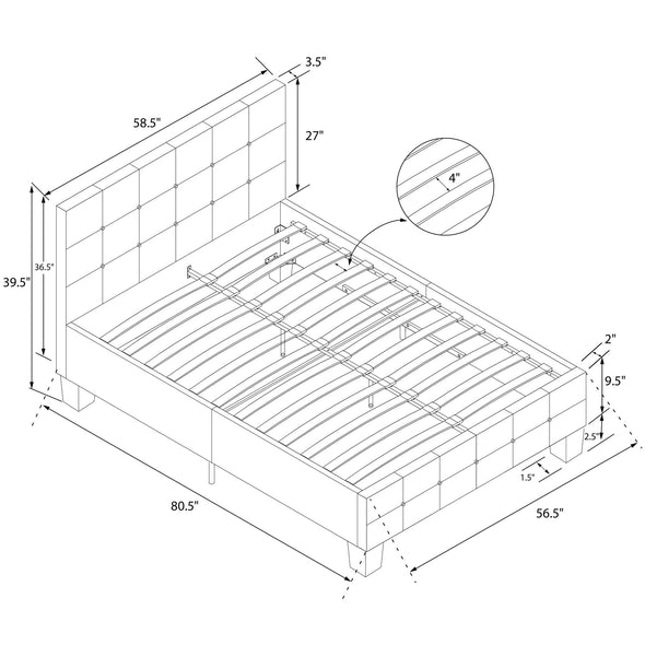 Rose Platform Bed Frame with Storage Drawers - Black - Full