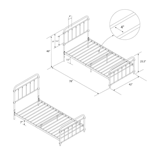 Wallace Metal Bed Frame - White - Twin