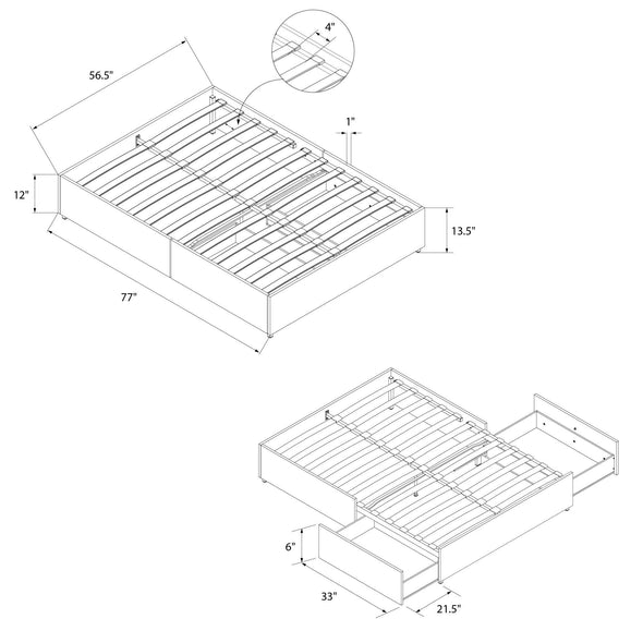 Maven Platform Bed Frame with Storage Drawers - Black Faux Leather - Full