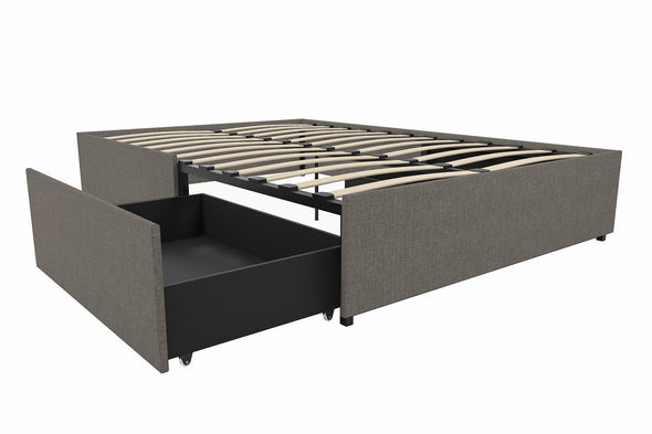 Maven Platform Bed Frame with Storage Drawers - Grey Linen - Queen