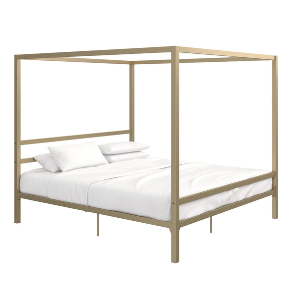 Modern Metal Canopy Bed Frame - Gold - King