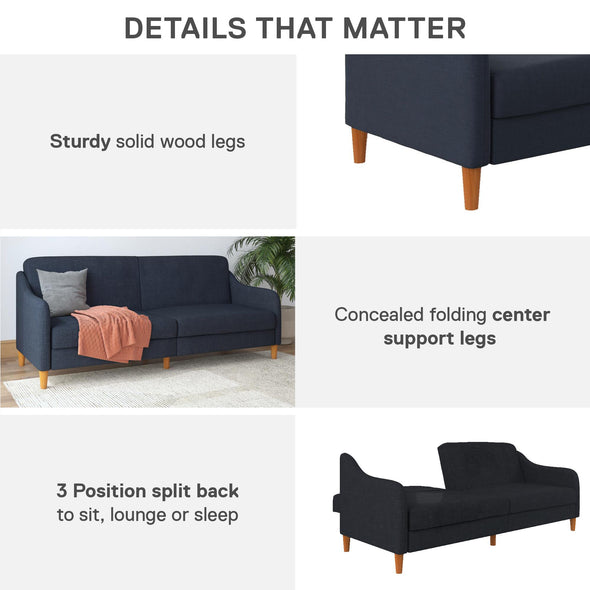 Jasper Futon Sofa Bed - Navy Linen
