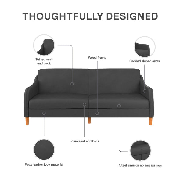 Jasper Futon Sofa Bed - Grey Linen