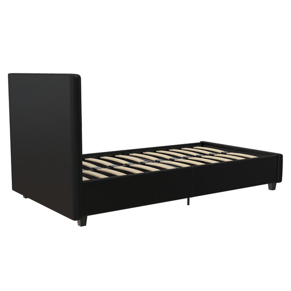 Dakota Platform Bed Frame - Black Faux Leather - Twin