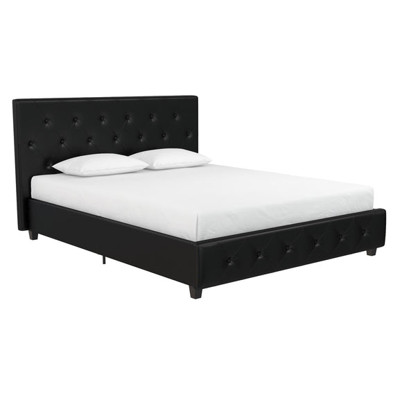 Dakota Platform Bed Frame - Black Faux Leather - Full