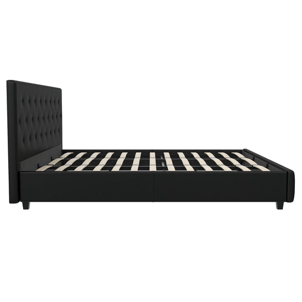 Dakota Platform Bed Frame - Black Faux Leather - King