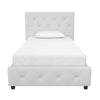 Dakota Platform Bed Frame - White Faux leather - Twin