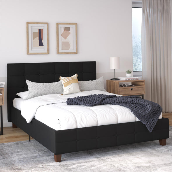 Rose Platform Bed Frame with Storage Drawers - Black - Full