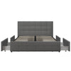 Rose Platform Bed Frame with Storage Drawers - Grey Linen - Queen