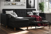 Hartford Reversible Sectional Futon Sofa with Storage - Black Faux Leather