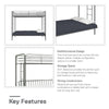 Sammie Metal Loft Bed with Futon - Silver - Twin-Over-Futon