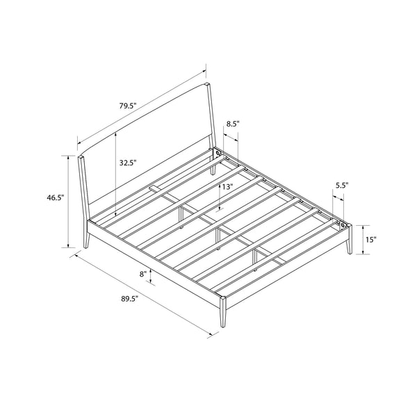 Dacin Wood Bed Frame with Upholstered Headboard - Beige - King