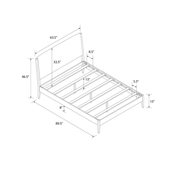 Dacin Wood Bed Frame with Upholstered Headboard - Beige - Queen