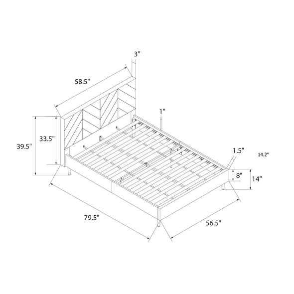 Andrea Tufted Upholstered Platform Bed - Gray - Full