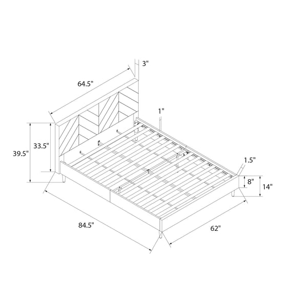 Andrea Tufted Upholstered Platform Bed - Gray - Queen